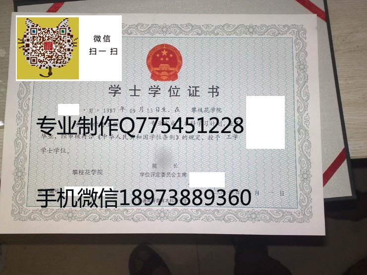 攀枝花学院学位证样本图片