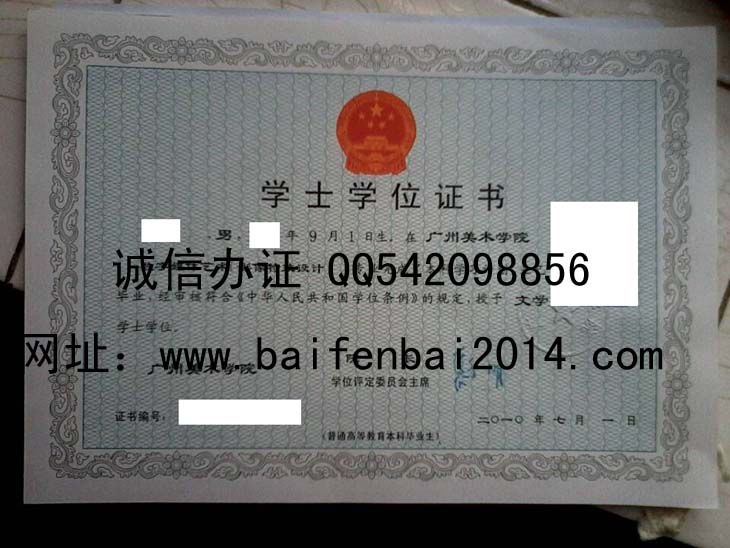 广州美术学院学位证样本