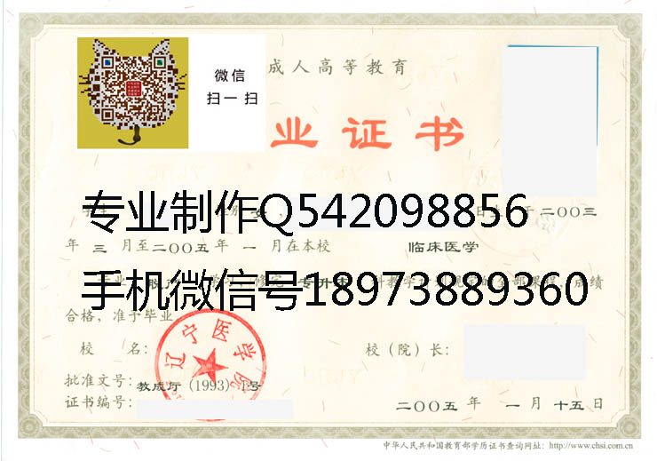 辽宁医学院毕业证样本