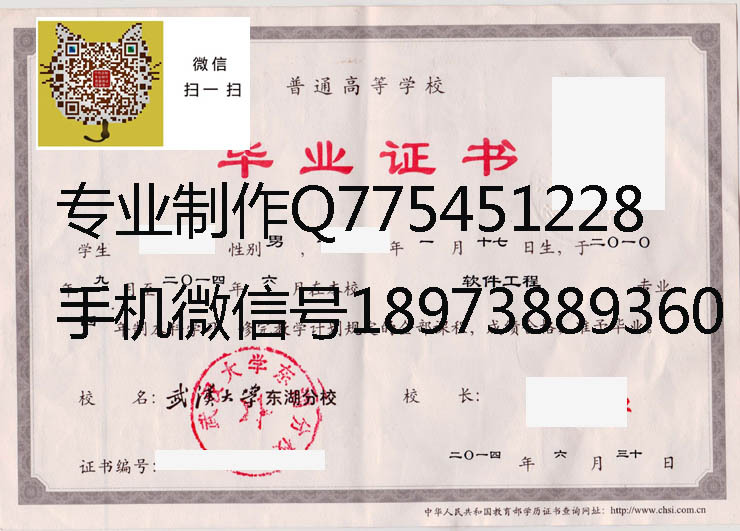 武汉东湖学院毕业证样本
