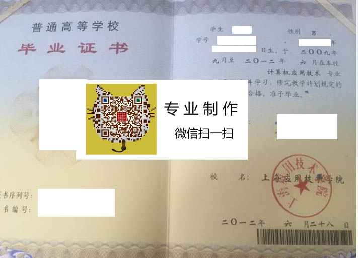 上海应用技术学院毕业证样本
