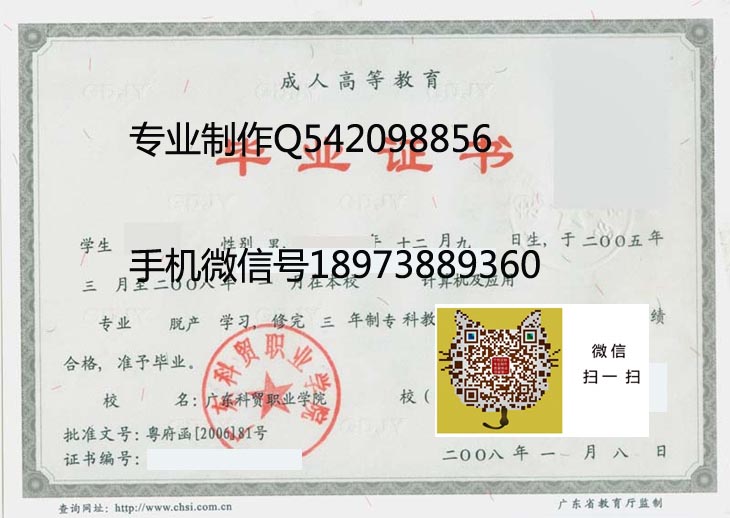 广东科贸职业学院毕业证样本
