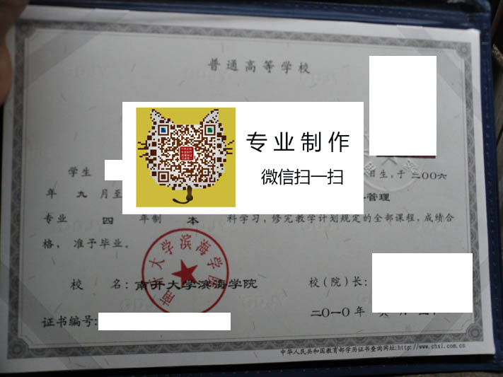 南开大学滨海学院毕业证样本