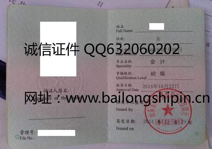 山东省初级会计职称证书样本