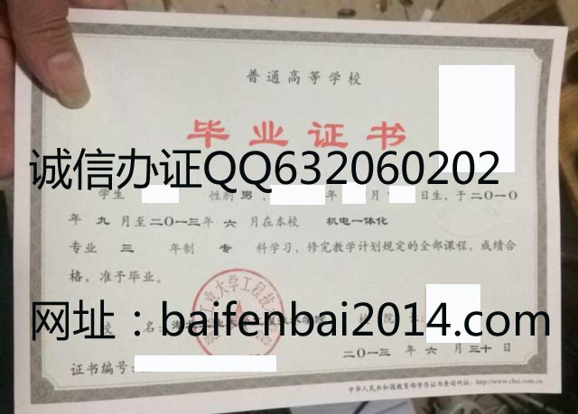 湖北工业大学工程技术学院2013年毕业证样本