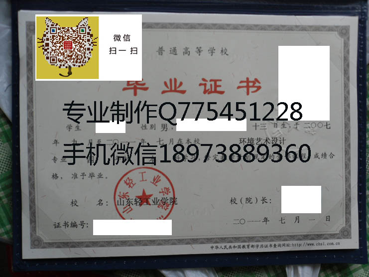 山东轻工业学院毕业证样本