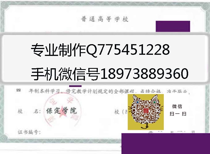 保定学院2006年毕业证样本