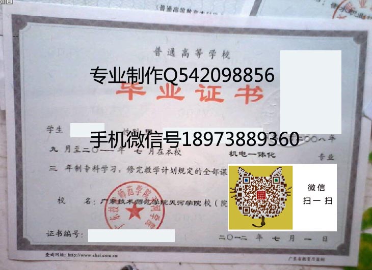 广东技术师范学院天河学院毕业证样本