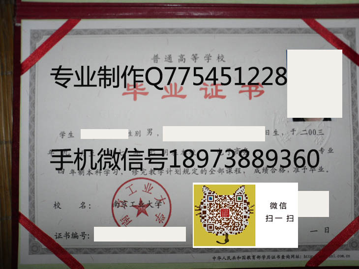南京工业大学浦江学院毕业证样本