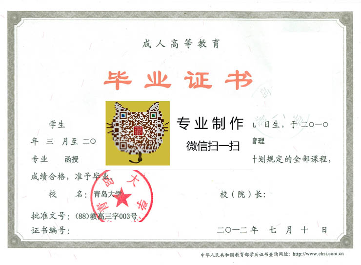 青岛大学毕业证样本