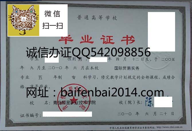 青岛恒星职业技术学院毕业证样本