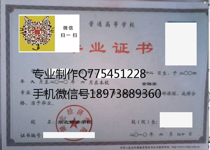 湖北经济学院毕业证样本