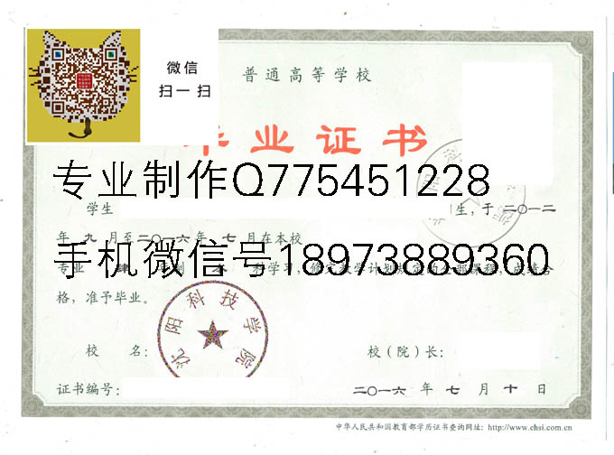 沈阳科技学院毕业证样本