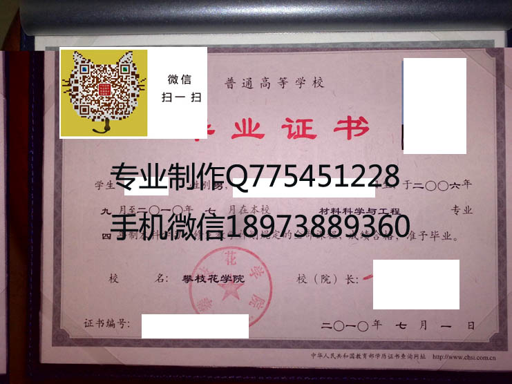攀枝花学院毕业证样本