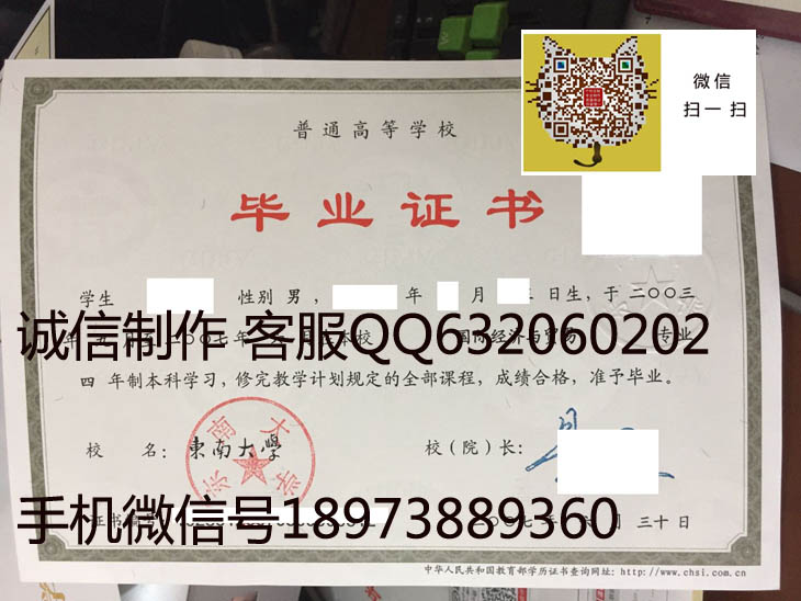 东南大学毕业证样本