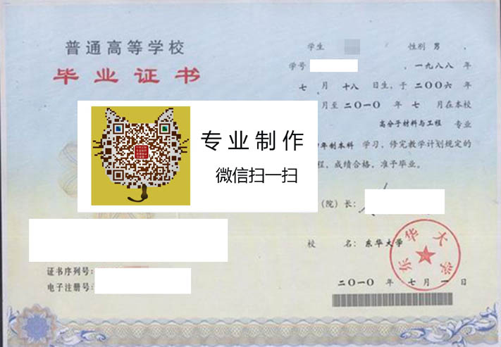 东华大学毕业证样本