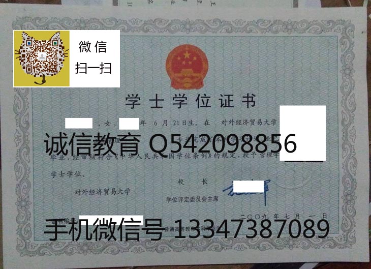 对外经济贸易大学学位证样本
