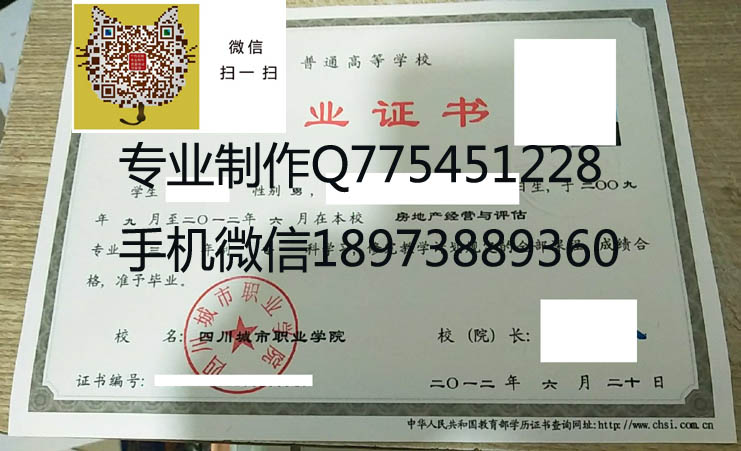 四川城市职业学院毕业证样本