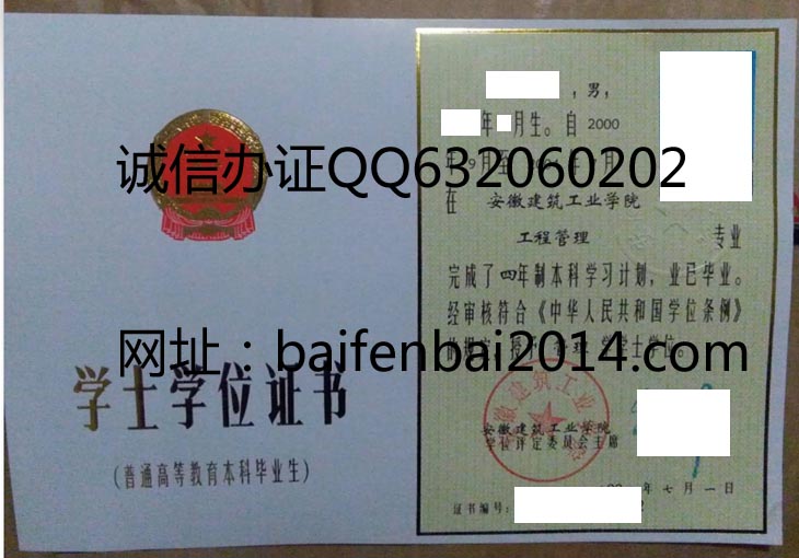 安徽建筑工业学院2004年学位证样本