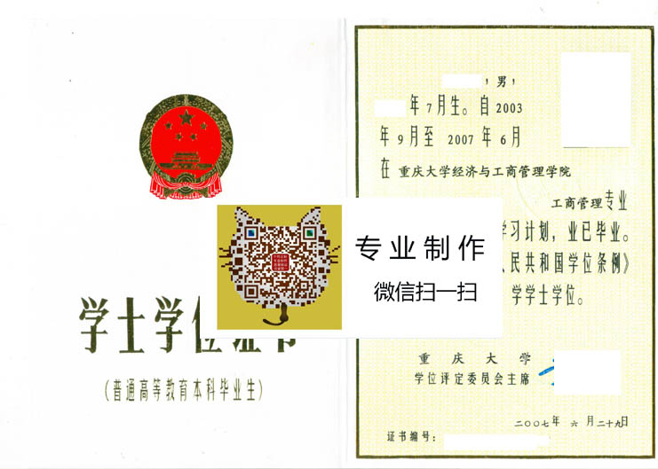 重庆大学学位证样本