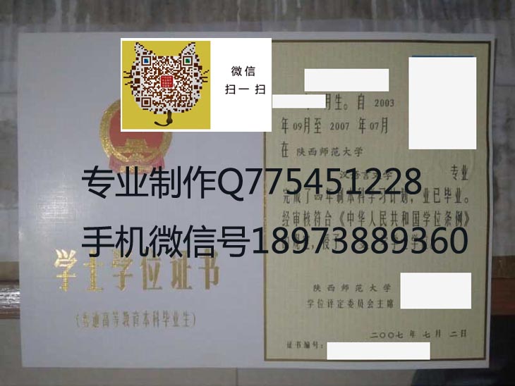 陕西师范大学学位证样本图片