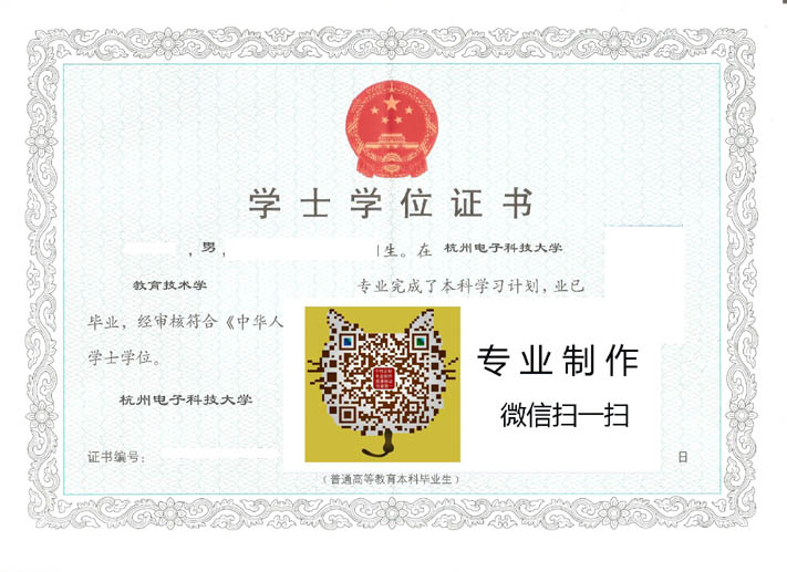 杭州电子科技大学学位证样本
