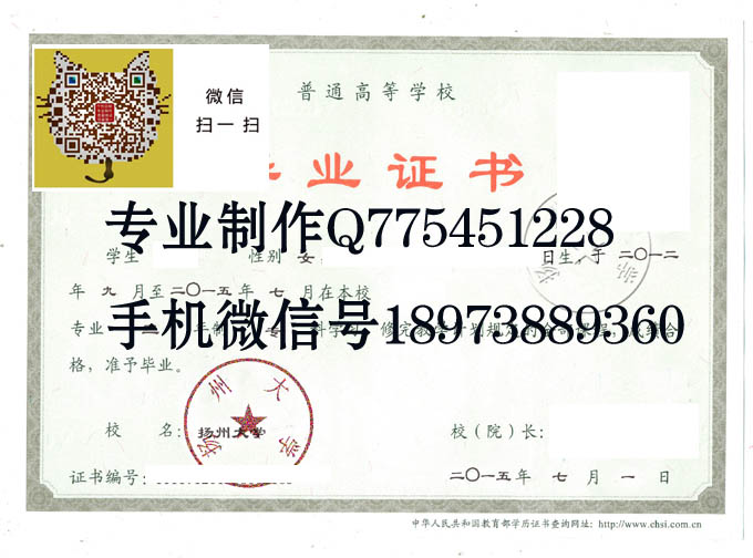 扬州大学毕业证样本