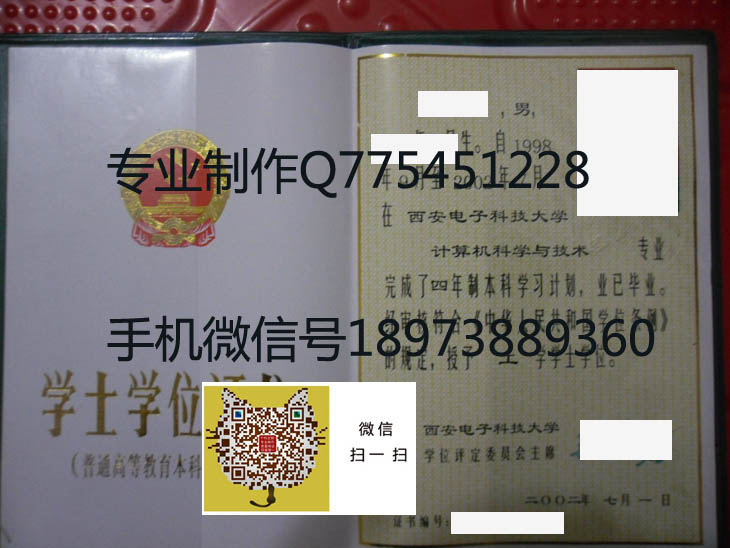 西安电子科技大学学位证样本图片
