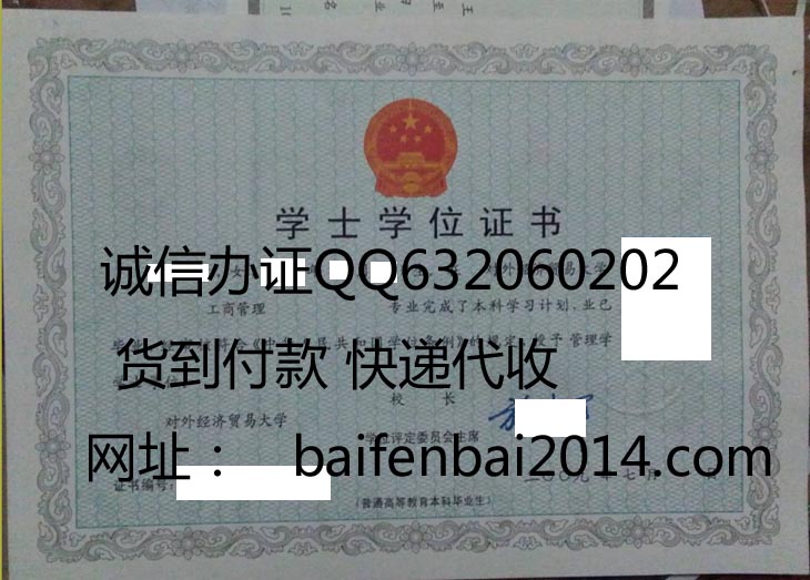 对外经济贸易大学2009年学位证样本