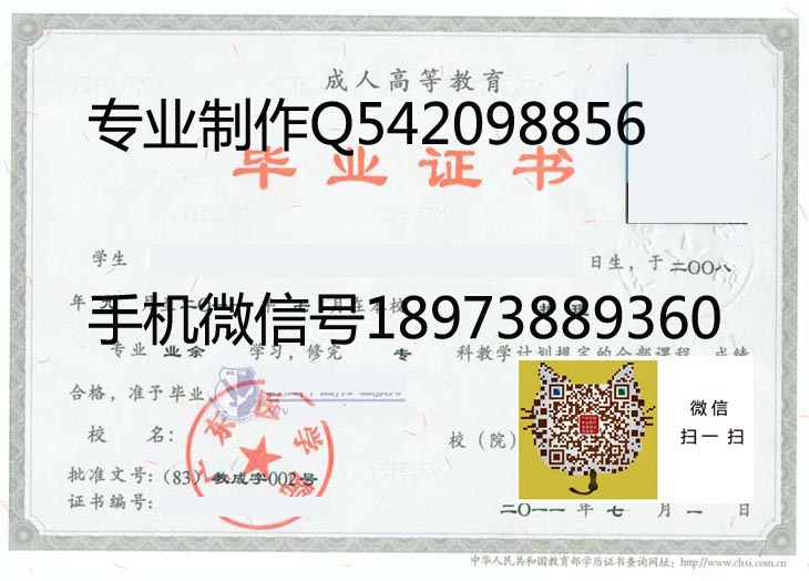 广东医学院11年毕业证样本