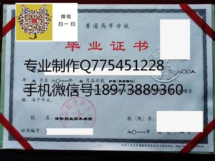 信阳职业技术学院毕业证样本