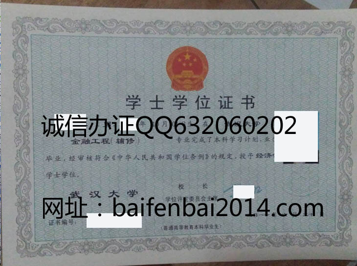 武汉大学2011年学位证样本