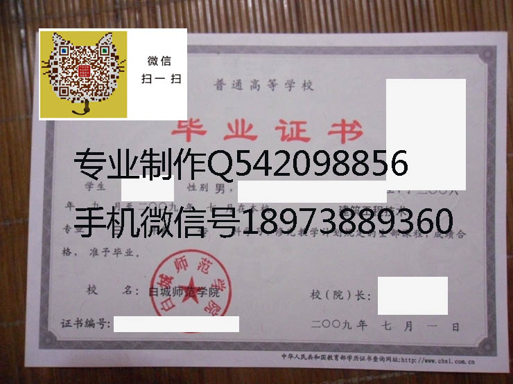 白城师范学院毕业证样本
