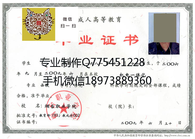烟台职业学院毕业证样本